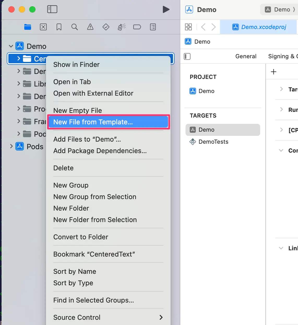 Create a new file using the Cocoa Touch Class template